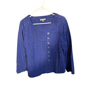 Habitat Womens XS Patterned Button-Up Blouse Lagenlook